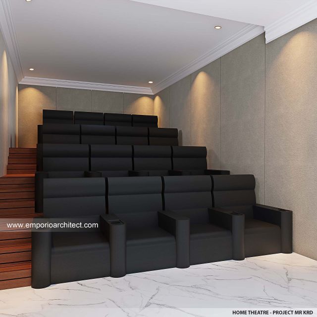 Desain Home Theater Rumah Klasik 3 Lantai Mr. KRD di India