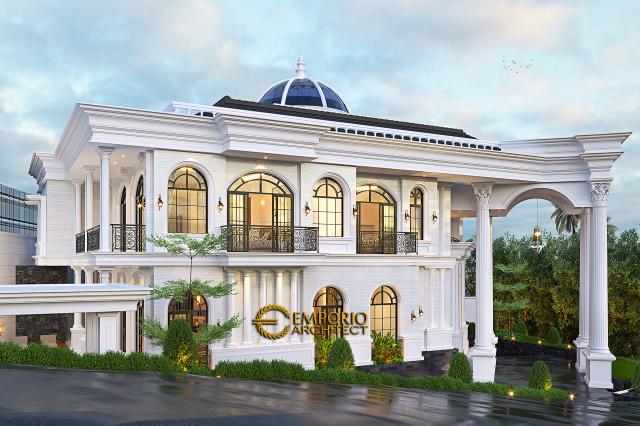 Desain Tampak Depan Rumah Klasik 3 Lantai Ibu Uchi di Bandung, Jawa Barat