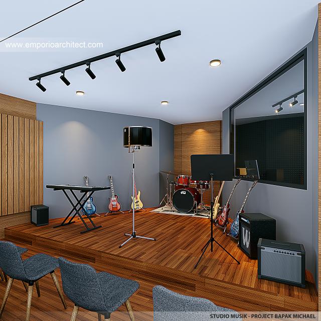 Desain Studio Musik Rumah Klasik 3 Lantai Bapak MHL di Jakarta