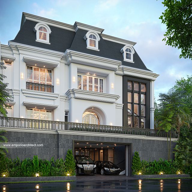 Desain Tampak Depan 2 Rumah Mediteran 3 Lantai Ibu HTT di Solo