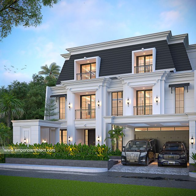 #housefacade - Mr. LPL 1743 Classic House 3 Floors Design - Surabaya - Code 37873