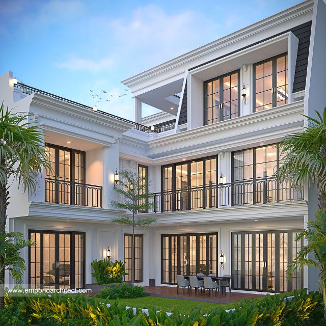 #housefacade - Mr. LPL 1743 Classic House 3 Floors Design - Surabaya - Code 37875