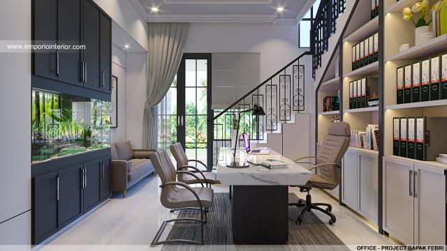 Desain Kantor (Ruang Kerja) Rumah Klasik 3 Lantai Bapak Febri di Cilegon, Banten