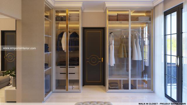 Desain Walk In Closet Rumah Klasik 3 Lantai Bapak Febri di Cilegon, Banten