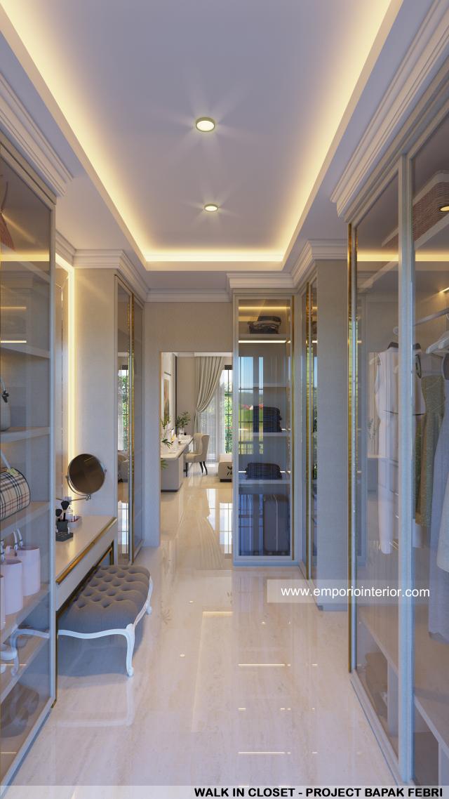 Desain Walk In Closet Rumah Klasik 3 Lantai Bapak Febri di Cilegon, Banten