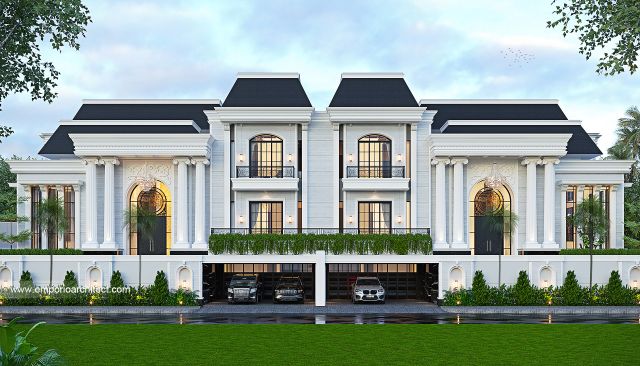 Desain Tampak Depan 3 Rumah Klasik 3 Lantai Bapak RD di Karawaci, Tangerang