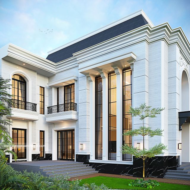 Desain Tampak Belakang Rumah Klasik 3 Lantai Bapak RD di Karawaci, Tangerang