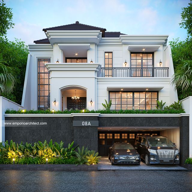 Desain Tampak Depan Rumah Klasik 3 Lantai Bapak CLM di Bali