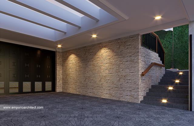 Desain Tampak Detail Depan Rumah Klasik 3 Lantai Bapak ED di Surabaya