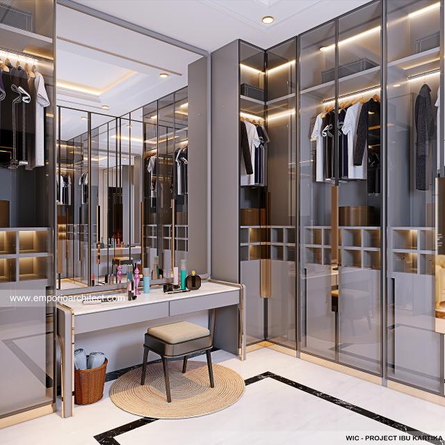 Desain Walk In Closet Rumah Klasik 3 Lantai Ibu KRT di Surabaya