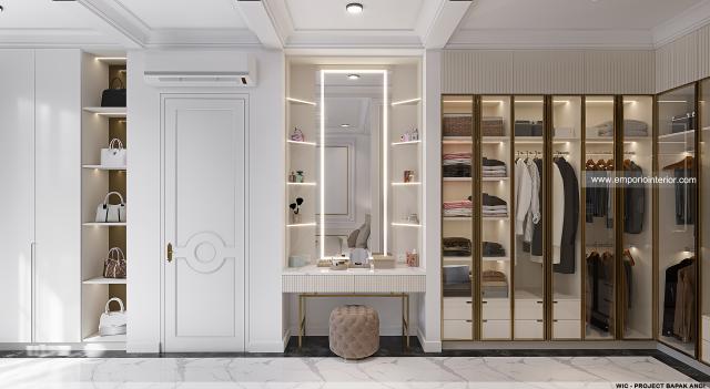 Desain Walk In Closet Rumah Klasik 3 Lantai Bapak Andi di Batam