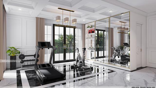 Desain Area Gym Rumah Klasik 3 Lantai Bapak Andi di Batam