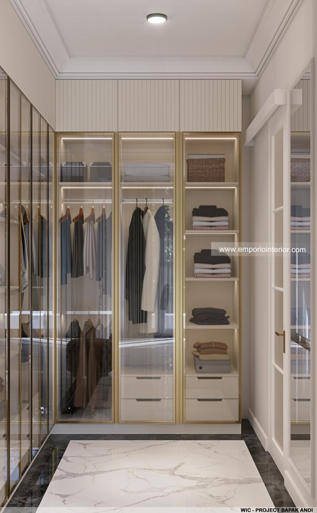 Desain Walk In Closet Rumah Klasik 3 Lantai Bapak Andi di Batam