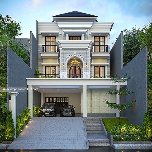 Gambar 2 Desain Rumah Mediteran Klasik 3 Lantai Bapak DNN 1750 di  Jakarta Barat