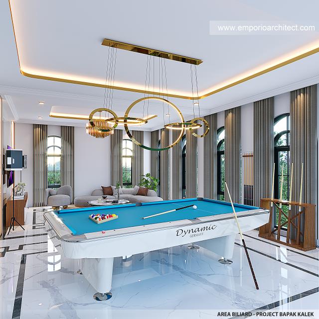 Desain Area Billiard Rumah Klasik 3 Lantai Bapak KLL di Jakarta