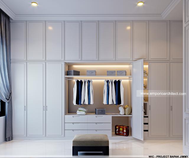 Desain Walk In Closet Rumah Klasik 3 Lantai Bapak Jimmy di Jakarta