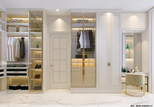 Desain Walk In Closet Rumah Klasik 3.5 Lantai Miss Gabrielle di Jakarta