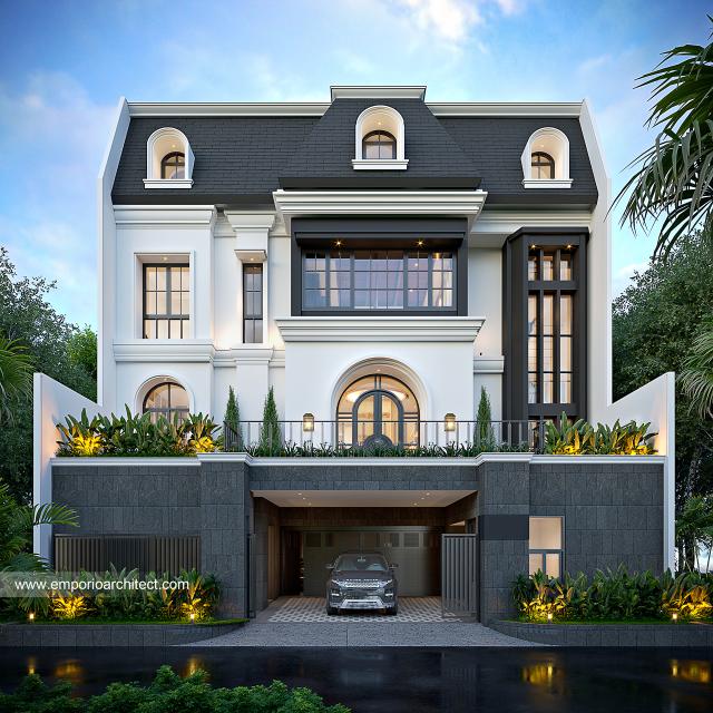 Gambar 1 Desain Rumah Mediteran Klasik 4 Lantai Ibu MN 1618 di  Jakarta Selatan