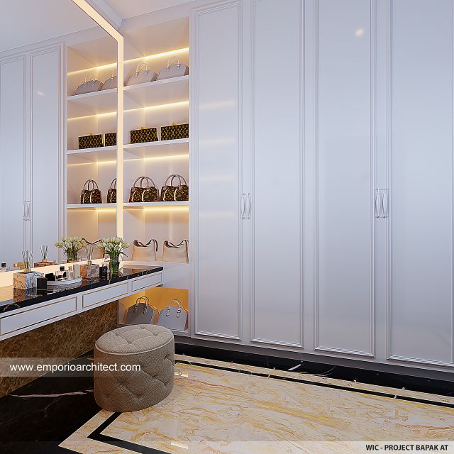 Desain Walk In Closet Rumah Klasik 4 Lantai Bapak AT di Makassar