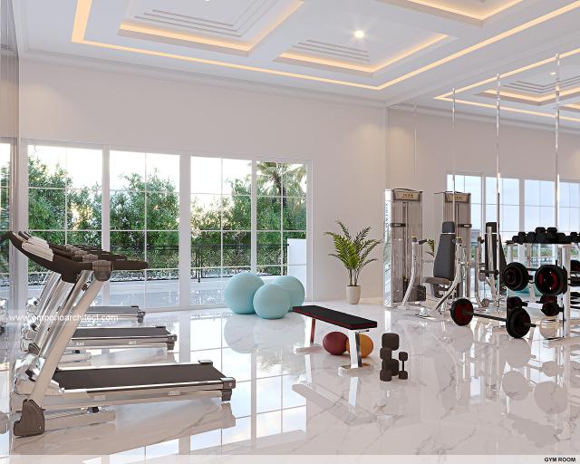 Desain Ruang Gym Rumah Klasik 4.5 Lantai di PIK, Jakarta Utara