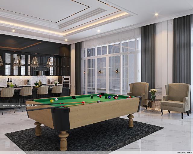 Desain Area Billiard Rumah Klasik 4.5 Lantai di PIK, Jakarta Utara