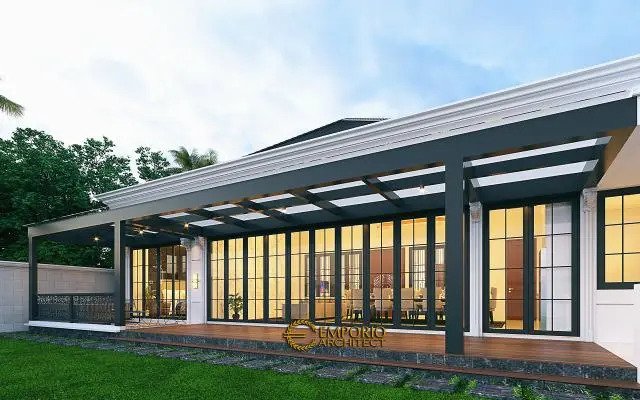 Desain Tampak Detail Belakang Rumah Klasik Modern 1 Lantai Ibu Youke di Manado, Sulawesi Utara