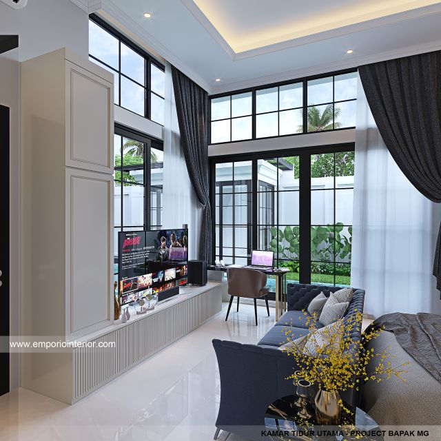 Desain Kamar Tidur Utama Rumah Klasik Modern 1 Lantai Bapak MG di Karawaci, Tangerang