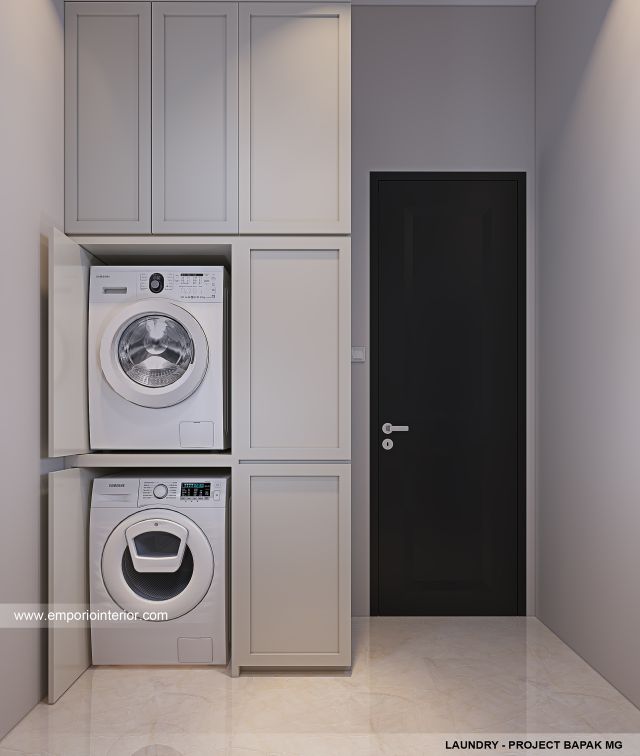 Desain Laundry Rumah Klasik Modern 1 Lantai Bapak MG di Karawaci, Tangerang