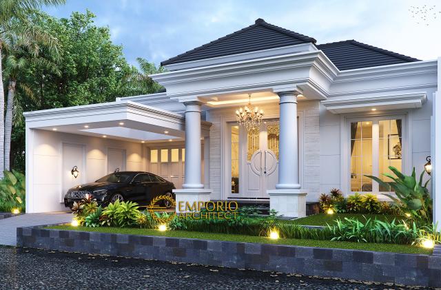 Desain Rumah Klasik Modern 1.5 Lantai Ibu Ayu di Bogor, Jawa Barat - Tampak Depan Kanan