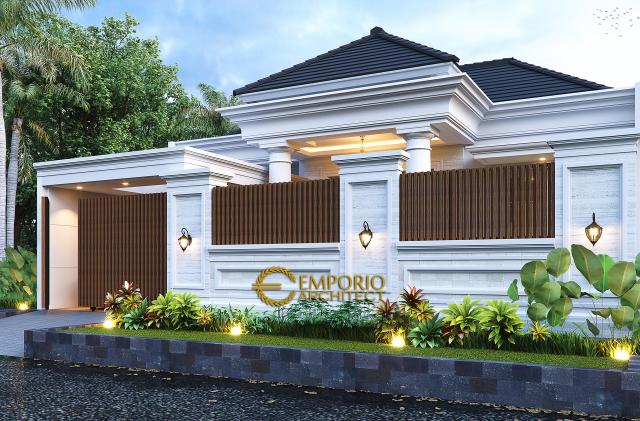 Desain Tampak Depan Dengan Pagar Rumah Klasik Modern 1.5 Lantai Ibu Ayu di Bogor, Jawa Barat