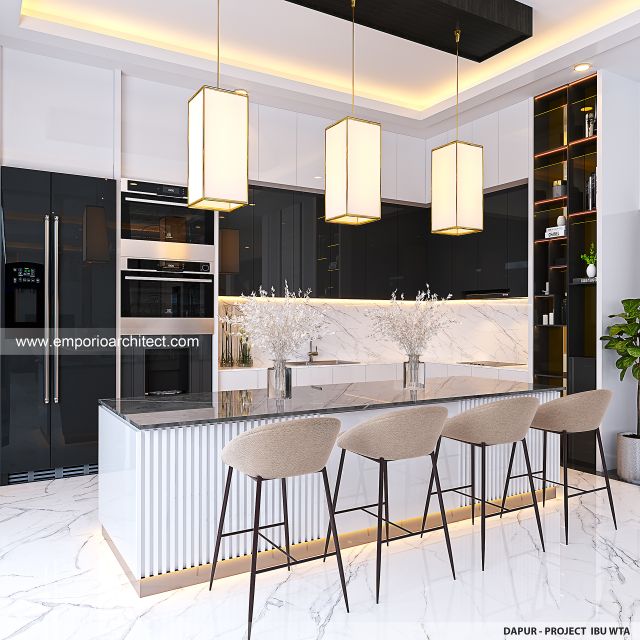 Desain Dapur Rumah Klasik Modern 2 Lantai Ibu WTA di Jakarta Selatan