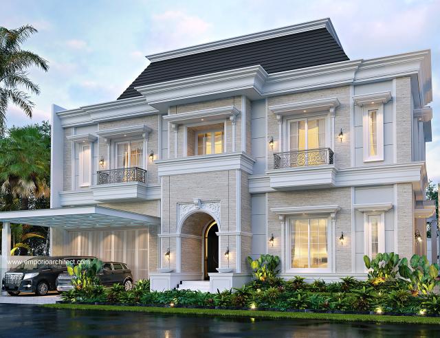 Gambar 1 Desain Rumah Klasik Modern 2 Lantai Bapak IGS 1398 di  BSD, Tangerang Selatan