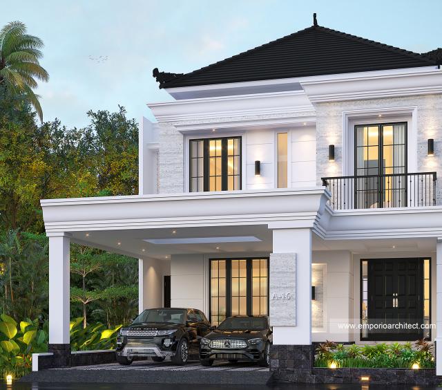 #frontfacadedesign - Mrs. Fifi Classic Modern House 2 Floors Design - Jakarta - Code 22242