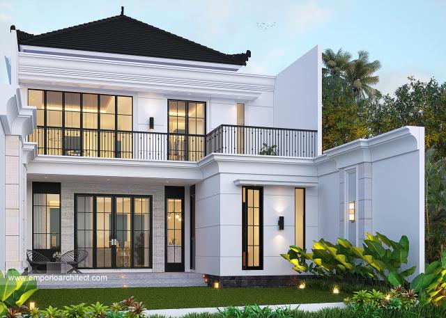 Desain Tampak Belakang Rumah Klasik Modern 2 Lantai Ibu Fifi di Jakarta