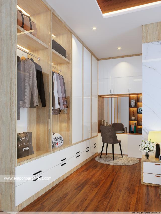 Desain Walk In Closet Rumah Klasik Modern 2 Lantai Ibu Fifi di Jakarta