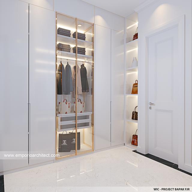 Desain Walk In Closet Rumah Klasik Modern 2 Lantai Bapak FJR di Yogyakarta