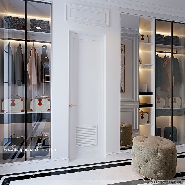 Desain Walk In Closet Rumah Klasik Modern 2 Lantai Bapak KRM di Bogor