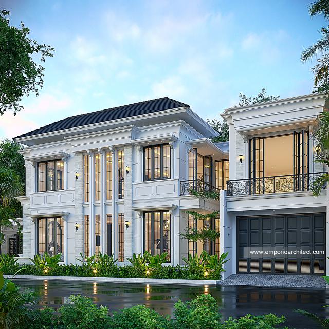 Desain Tampak Samping Rumah Klasik Modern 2 Lantai Bapak HDI di Jakarta