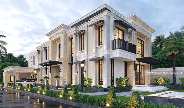 Gambar 2 Desain Rumah Klasik Modern 2 Lantai Ibu ASY 1366 di  Cirebon