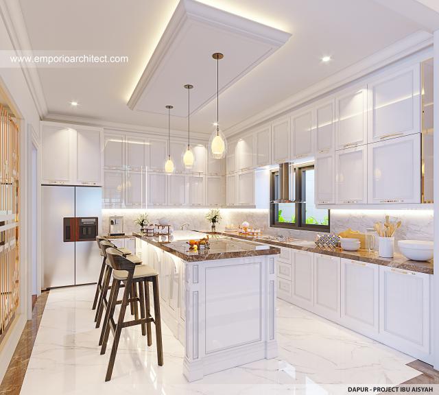 Desain Dapur Rumah Klasik Modern 2 Lantai Ibu ASY di Cirebon