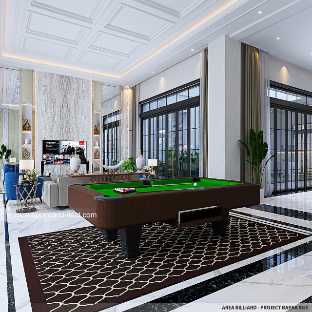 Desain Area Billiard Rumah Klasik Modern 2 Lantai Bapak BGS di Yogyakarta