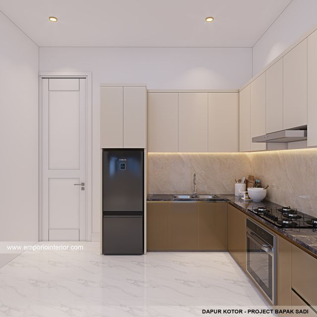 Desain Dapur Kotor Rumah Klasik Modern 2 Lantai Bapak SD di Jakarta