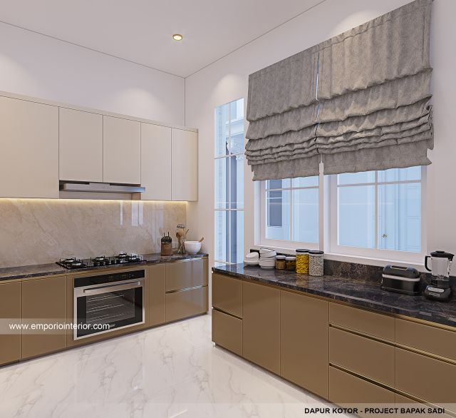 Desain Dapur Kotor Rumah Klasik Modern 2 Lantai Bapak SD di Jakarta