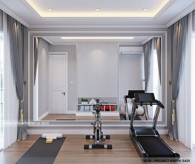 Desain Ruang Gym Rumah Klasik Modern 2 Lantai Bapak SD di Jakarta