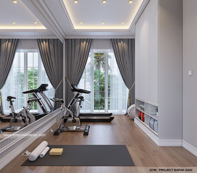 Desain Ruang Gym Rumah Klasik Modern 2 Lantai Bapak SD di Jakarta