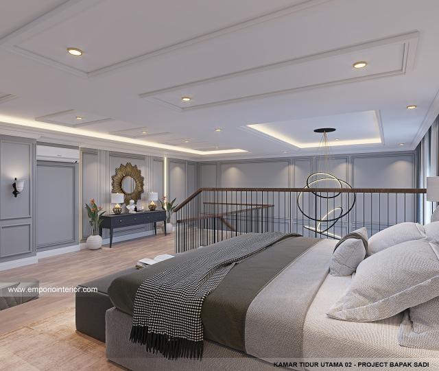 Desain Kamar Tidur Utama 2 Rumah Klasik Modern 2 Lantai Bapak SD di Jakarta