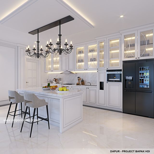 Desain Dapur Rumah Klasik Modern 2 Lantai Bapak HDI di Sukabumi, Jawa Barat