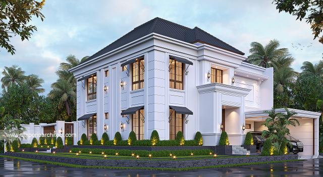 Desain Rumah Klasik Modern 2 Lantai Bapak AFL di Solo - Tampak Hook