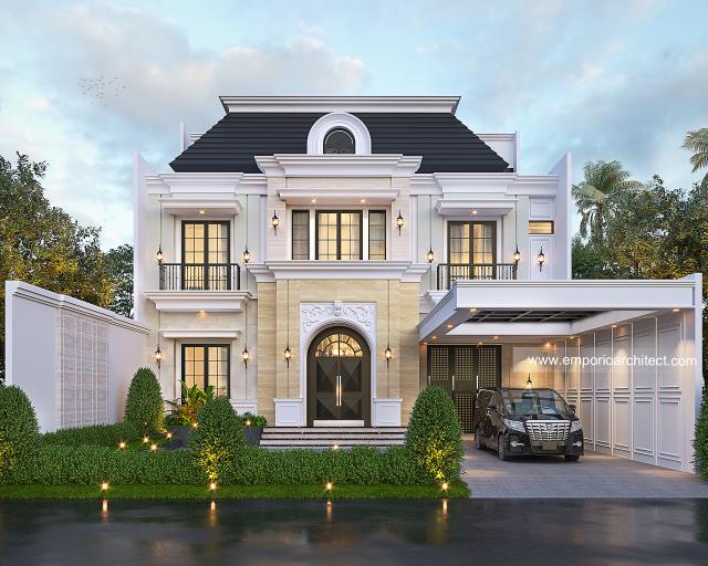 Desain Tampak Depan 3 Rumah Klasik Modern 2.5 Lantai Ibu LYL di Batam