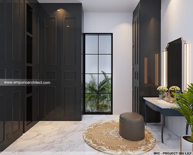 Desain Walk In Closet Rumah Klasik Modern 2.5 Lantai Ibu LYL di Batam